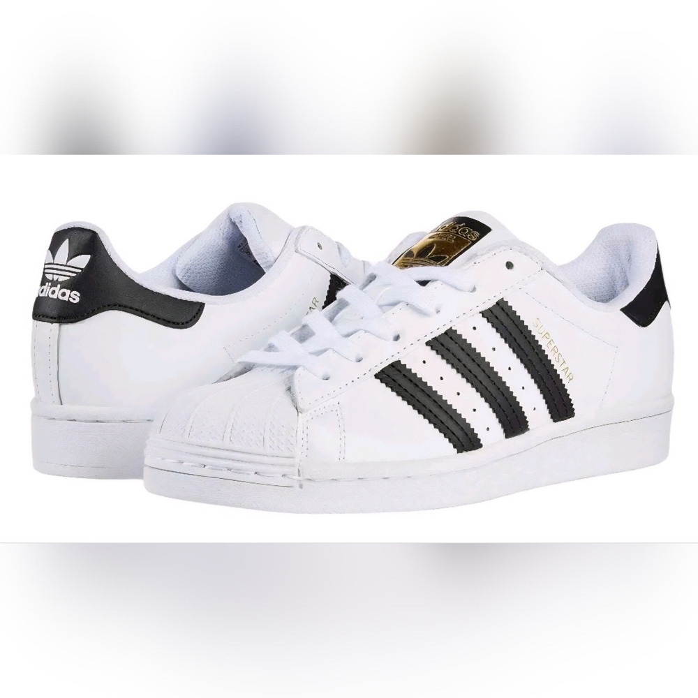 Adidas Kids White and Black Superstar Sneakers